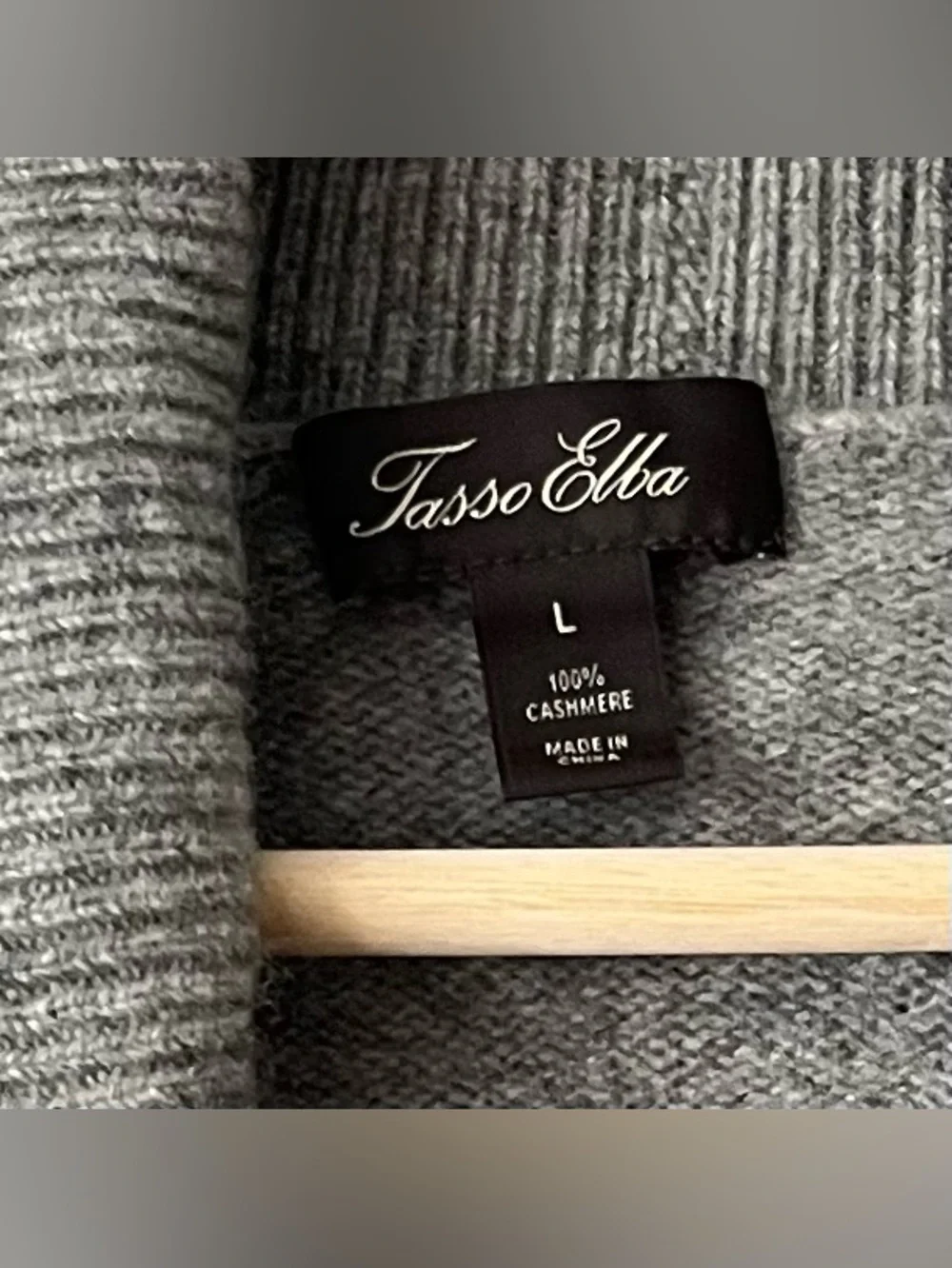Tasso Elba Men's Gray Diamond Knit Cashmere Cardigan Sweater Size L Shawl Collar